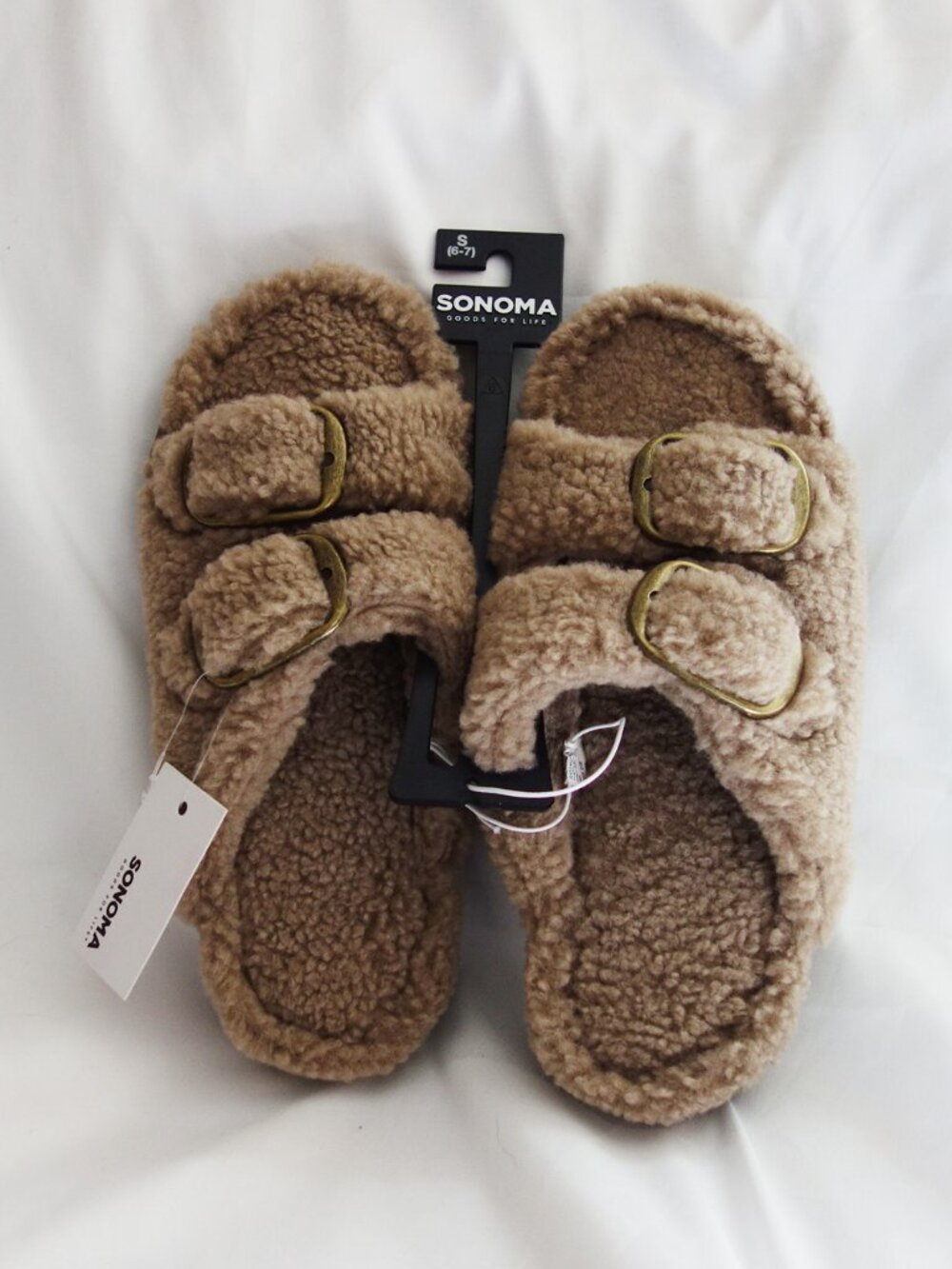 Sonoma Goods For Life Jinni Two Band Women's Slip-On Slippers S 6-7) Tan NWT!